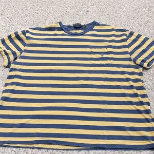 Polo Ralph Lauren Blue and Yellow Striped Tee Mens Large Classic Fit